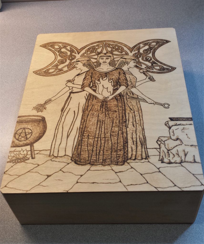 woodburned box from Crabby Crone, vendor