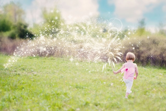 Little Girl Glitter Trail Magic Summer Enchanting